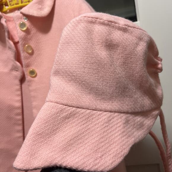 Vtg Swing Coat , Dress & Bonnet Girls 3 Piece 50s 60s Pink Lined Handmade - Picture 2 of 12